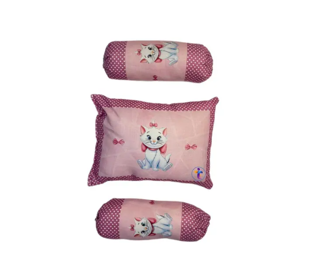 Pink and Mauve Cotton Baby Bedding Set with Pillow and Bolsters