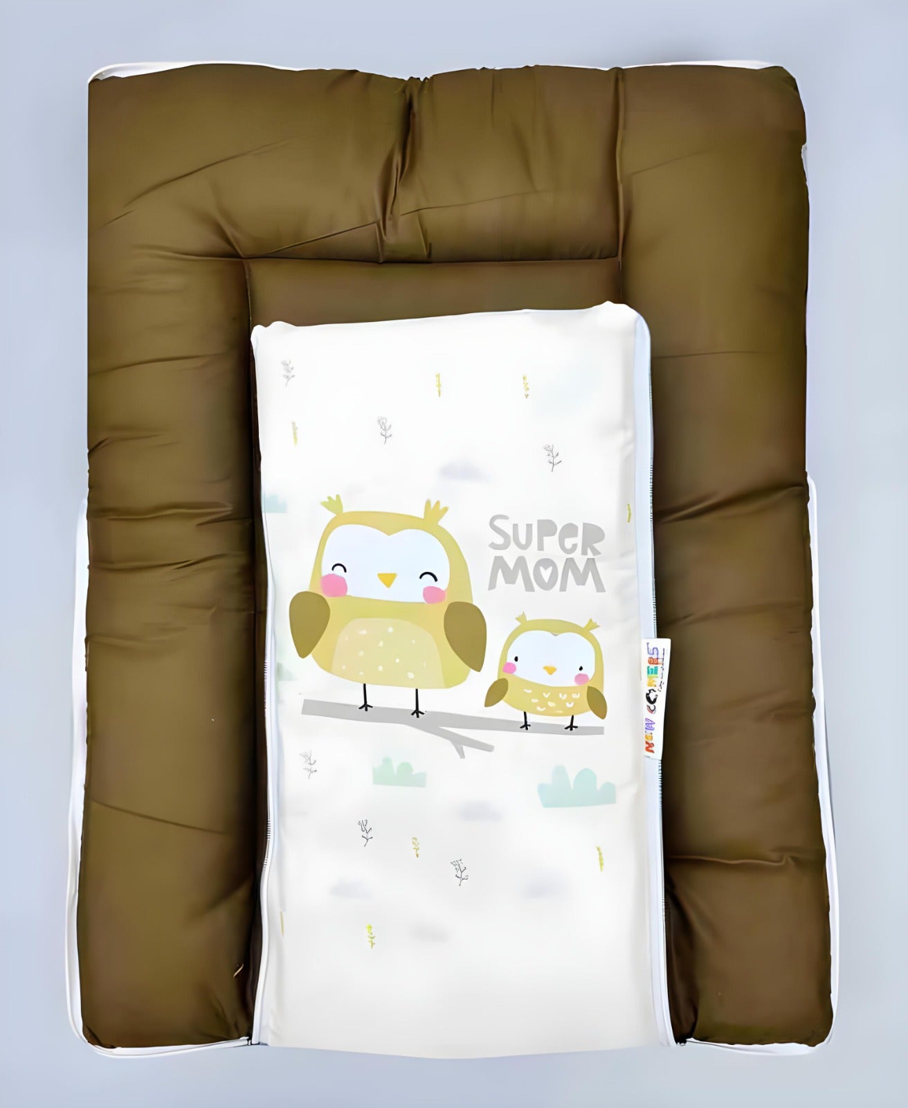 White and Olive Green Baby Sleeping Bag with Hood  and Zip