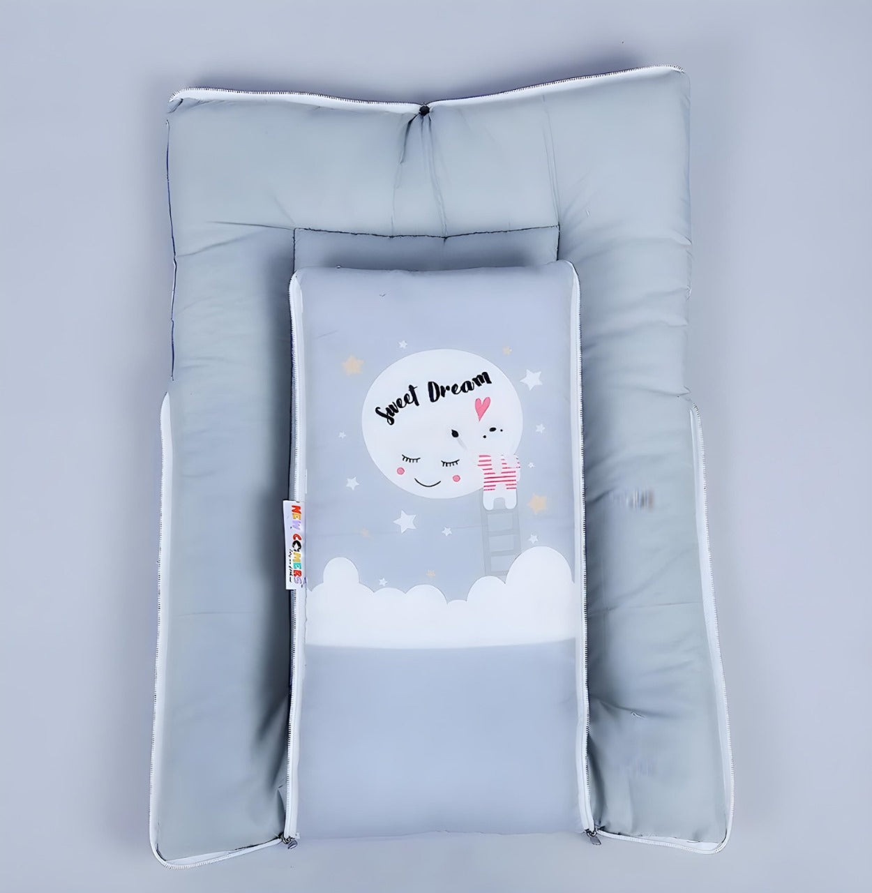 Light Grey Cotton Baby Sleeping Bag with Hood and Zip