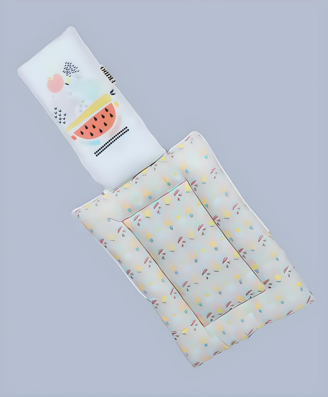 White and Sage Green Cotton Baby Sleeping Bag with Hood and Zip