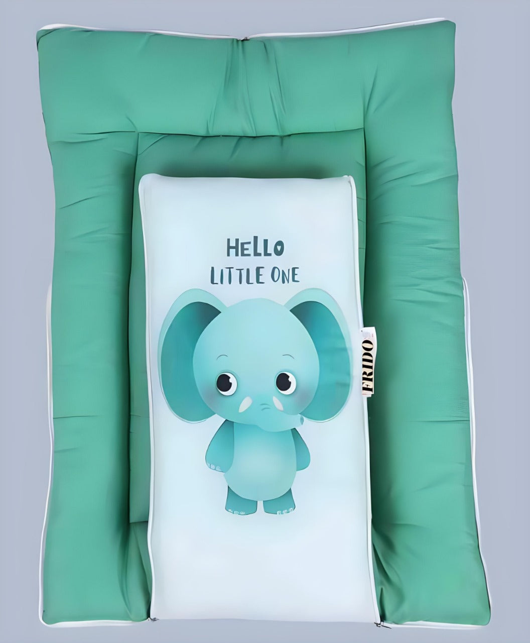 Light Blue and Emerald Green Cotton Baby Sleeping Bag with Hood and Zip