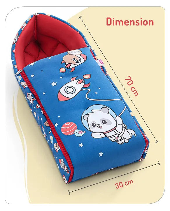 Dark Blue and Red Cotton Baby Sleeping Bag with Hood and Zip