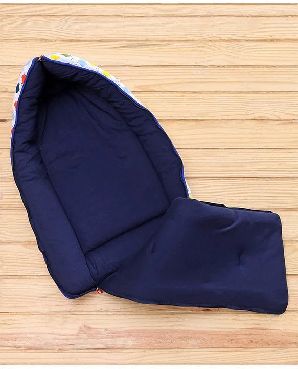 Light Blue and Navy Blue Cotton Baby Sleeping Bag with Hood and Zip