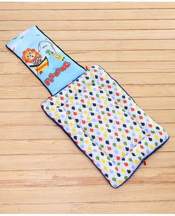 Light Blue and Navy Blue Cotton Baby Sleeping Bag with Hood and Zip