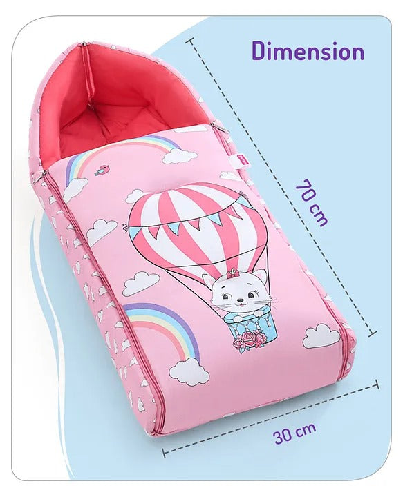 Pink and Dark Pink Cotton Baby Sleeping Bag with Hood and Zip