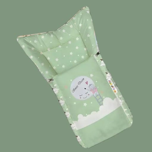 Sage Green Cotton Baby Sleeping Bag with Hood and Zip