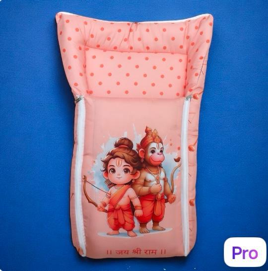 Peach and Orange Cotton Baby Sleeping Bag with Hood and Zip