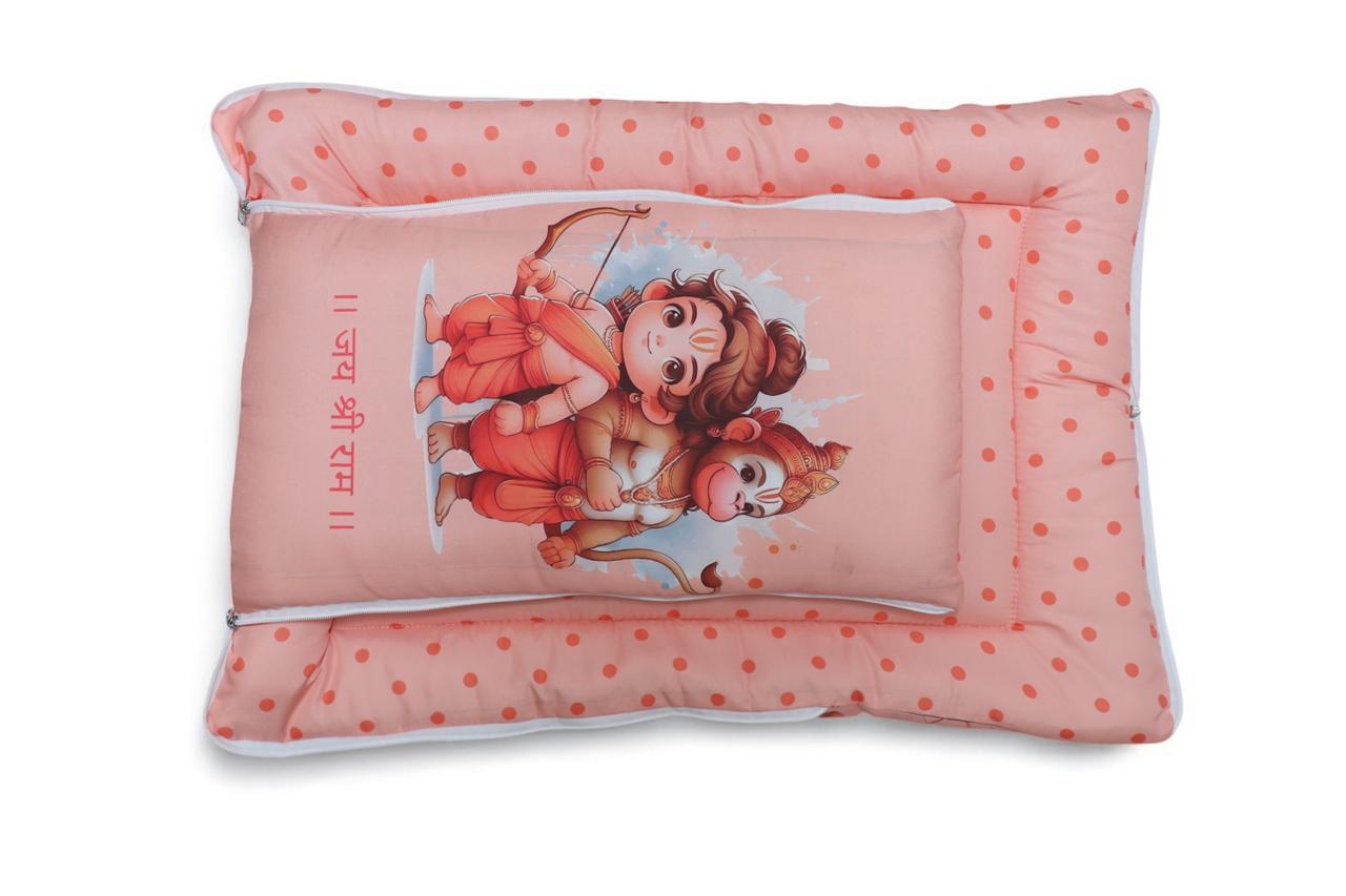 Peach and Orange Cotton Baby Sleeping Bag with Hood and Zip