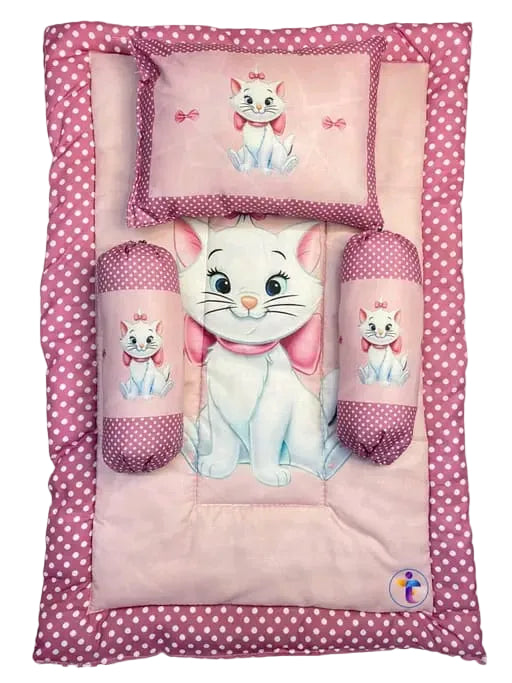 Pink and Mauve Cotton Baby Bedding Set with Pillow and Bolsters