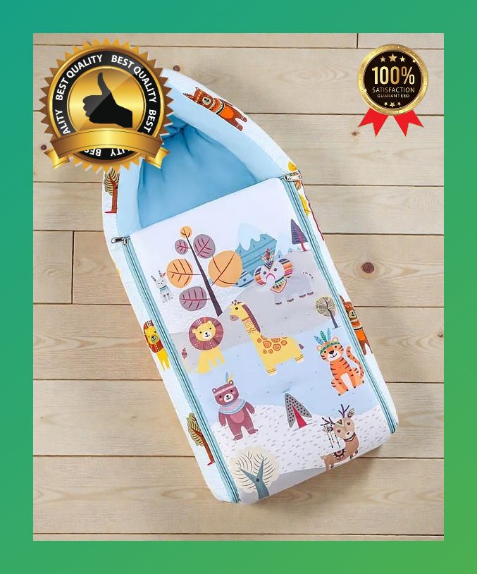 Light Blue Baby Sleeping Bag with Hood  and Zip